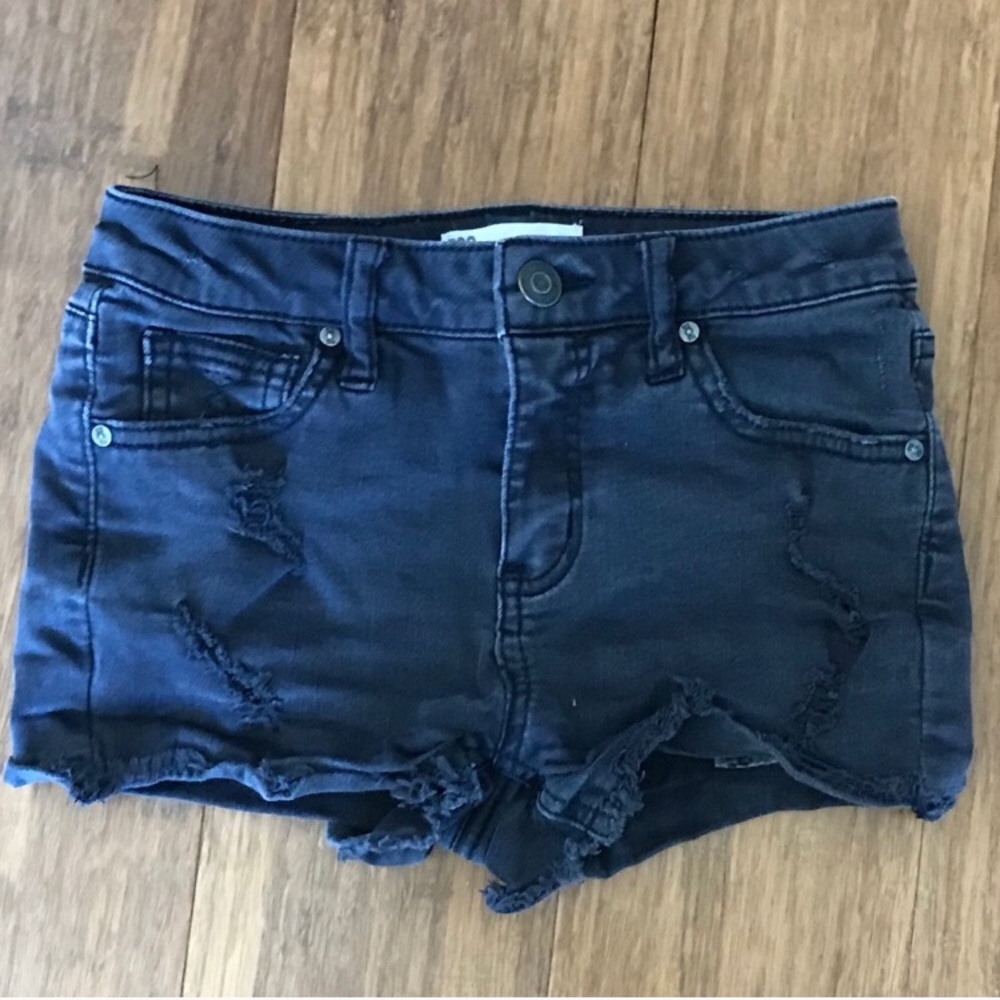RSQ Venice Mid Rise Black Denim Distressed Shorts